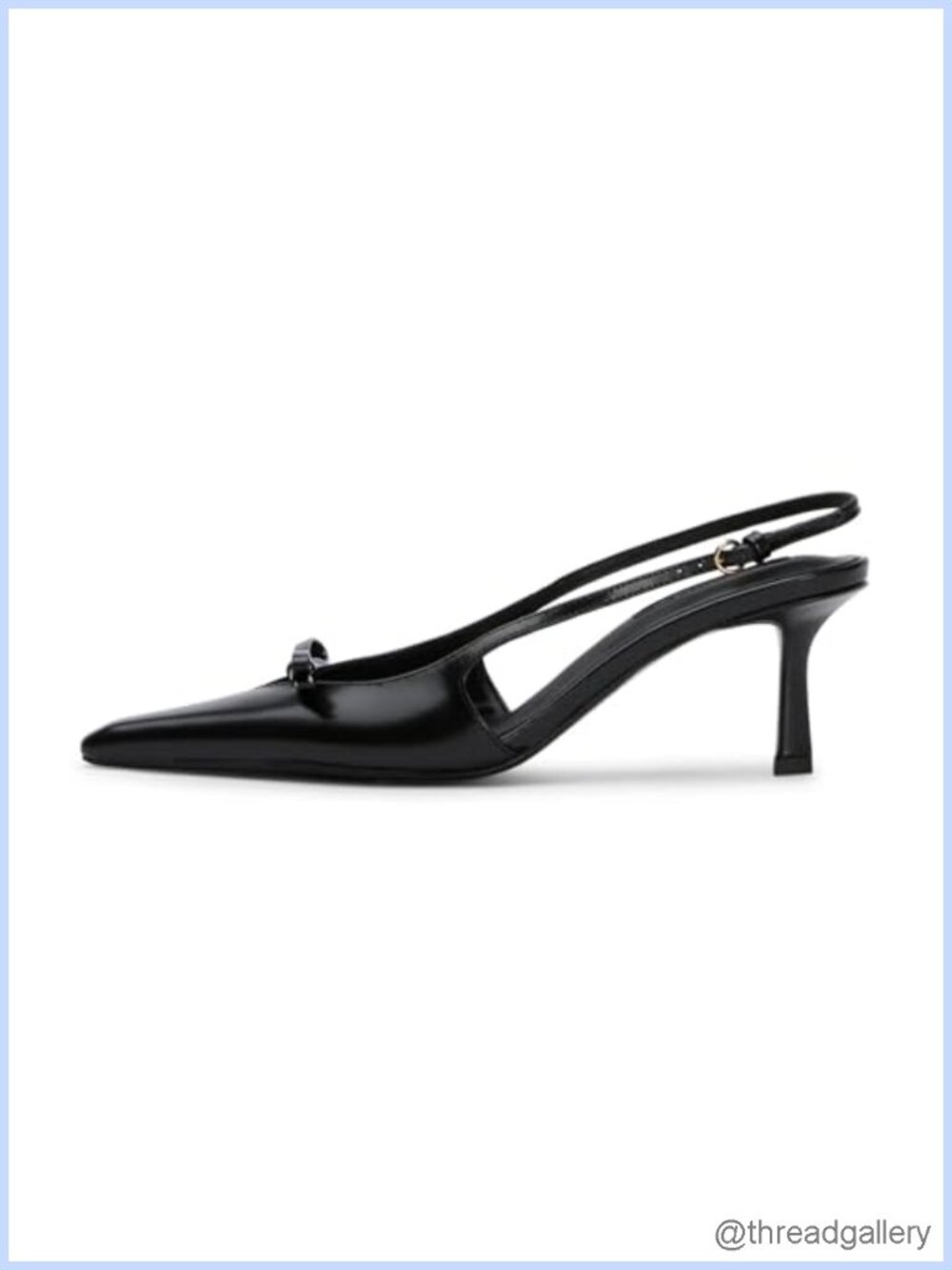 Kitten Heels Slingback Pumps Faux Leather Pointed Toe Bow Detail